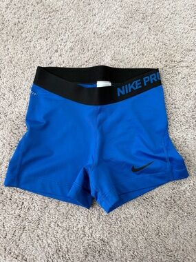 Nike Blue Compression Shorts with Black Waistband